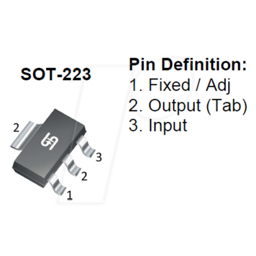 LDO fixed voltage regulator, 2.5 V, 1 A, SOT-223