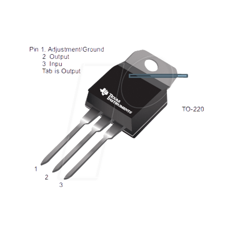 LDO voltage regulator, adjustable, 1.25 ... 27.5 V, 1.5 A, TO-22