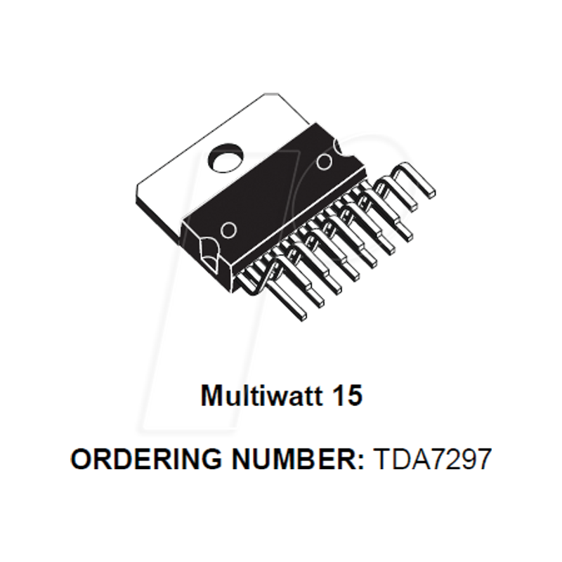 Audio IC, 15 + 15 W double bridge amplifier, multiwatt-15