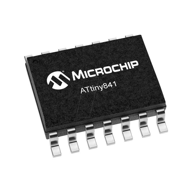 8-bit ATtiny AVR-RISC microcontroller, 8 kB, 16 MHz, SO-14