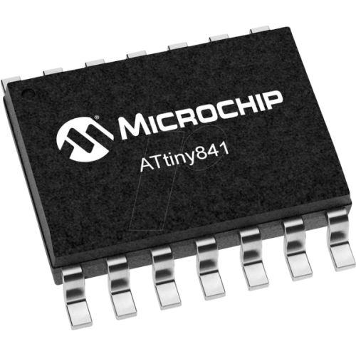 8-bit ATtiny AVR-RISC microcontroller, 8 kB, 16 MHz, SO-14