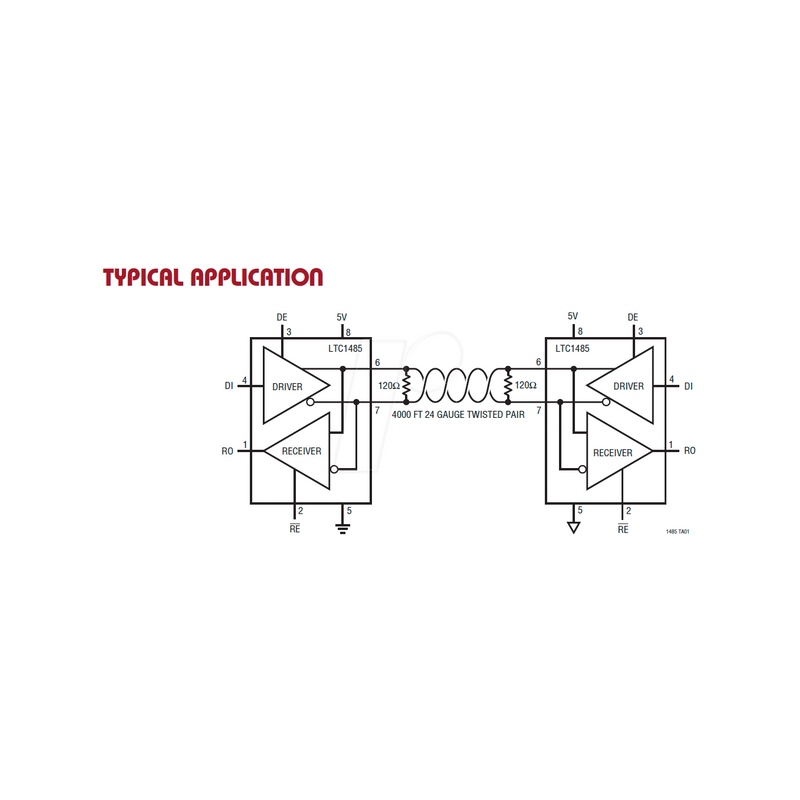 Bus transceiver, RS485/422, 1 driver / 1 receiver, SO-8