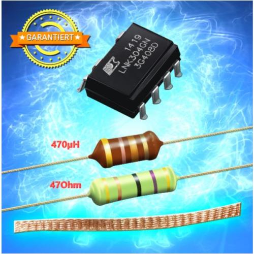 LNK304GN + Widerstand 100 Ohm 3 Watt + 470 uH + 5cm Lötlitze - Reparaturset 