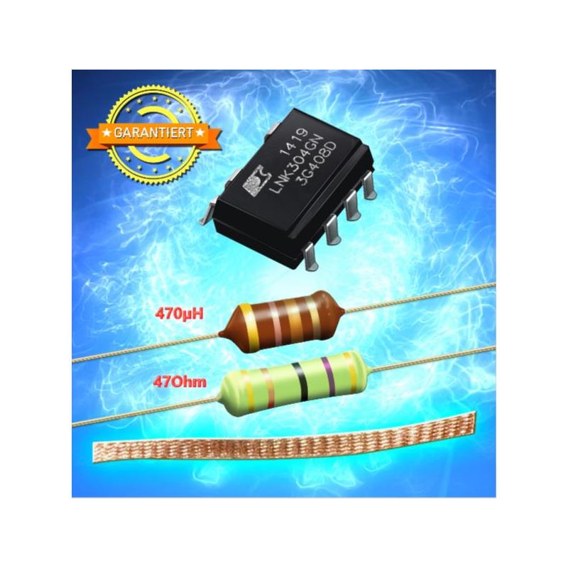 LNK304GN + Widerstand 100 Ohm 3 Watt + 470 uH + 5cm Lötlitze - Reparaturset 